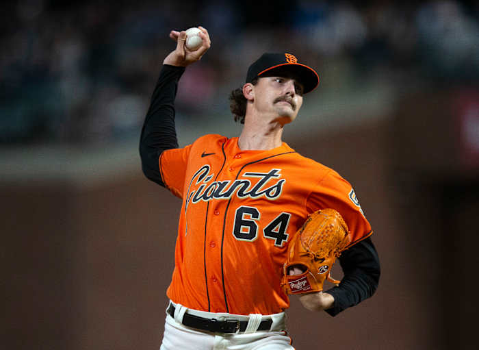SF Giants pitcher Sean Hjelle throws a pitch. (2022)